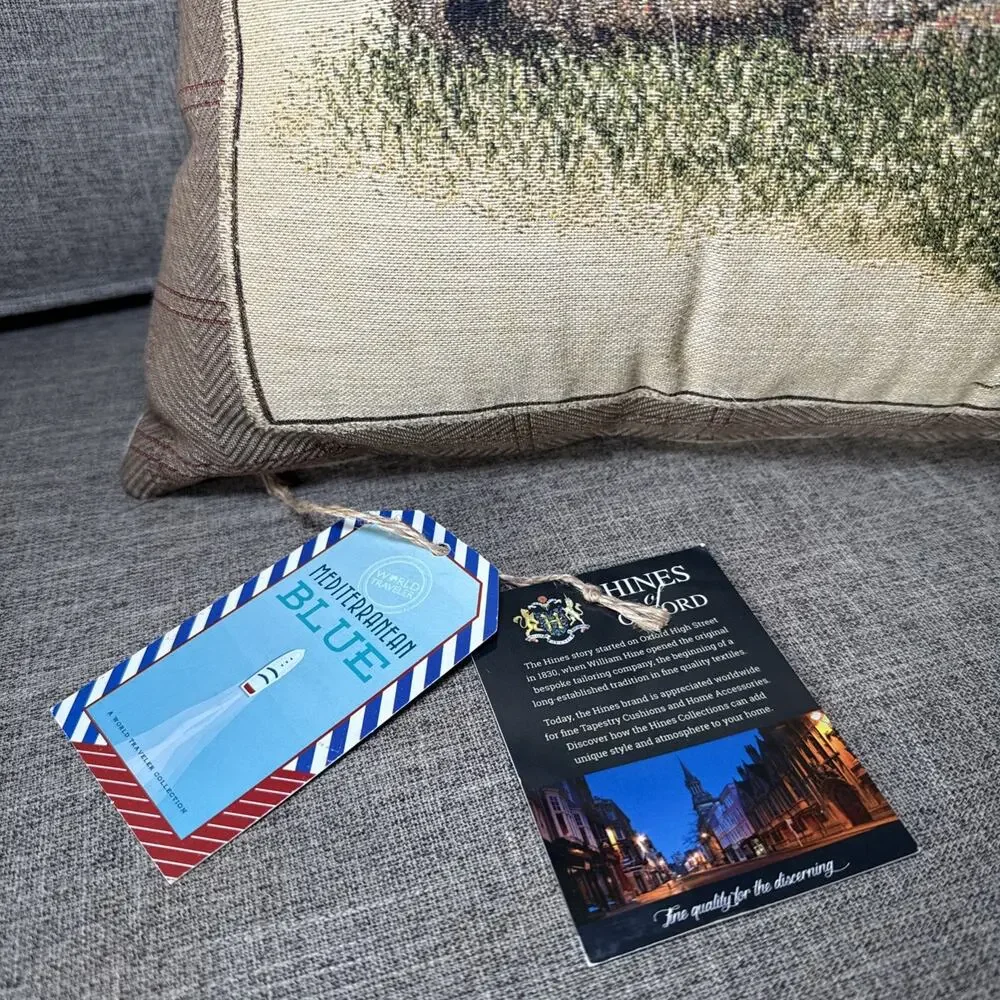Hines of Oxford Terrier Dog Tapestry Pillow NWT 16x16 Zippered Cover READ